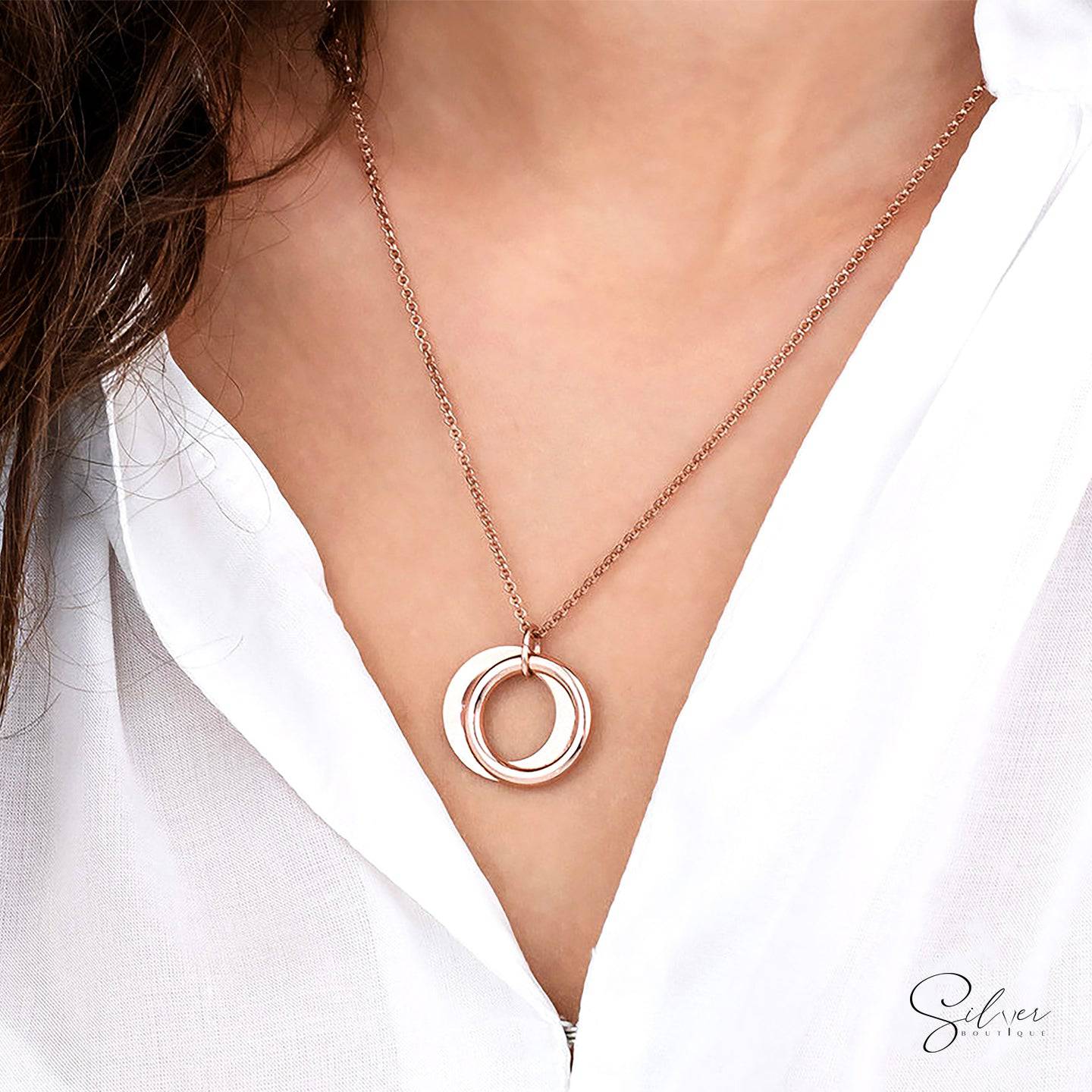 Double Bubble Necklace - Circle Necklace, For Her Jewelry - Baza Boutique