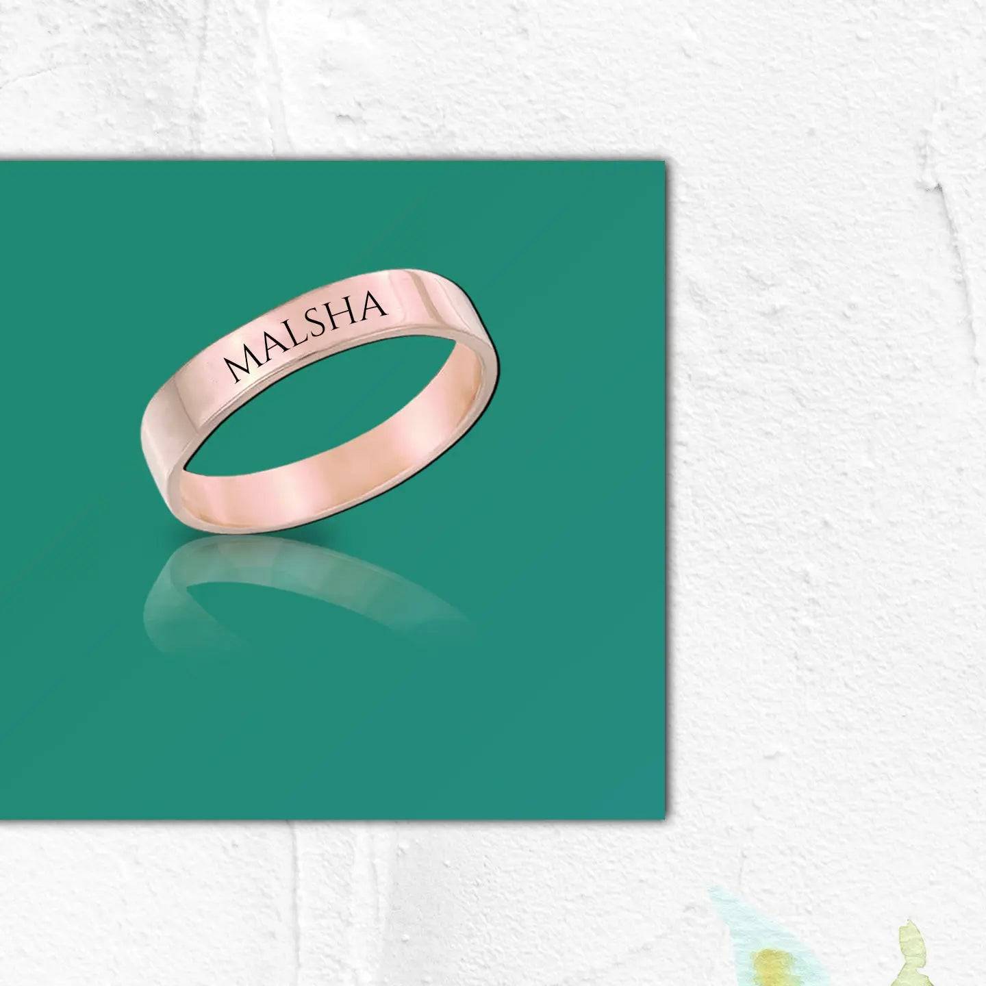 Flat Band Ring,Personalized .925 Sterling Silver Flat Band Ring,Wedding Flat Band Ring - Baza Boutique