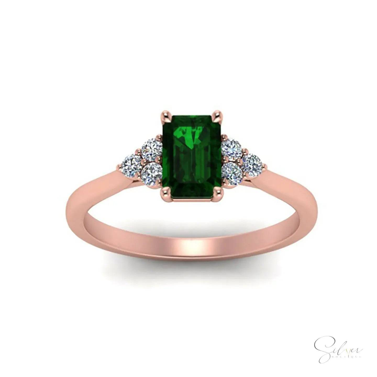 Signature eramudu, Unique Engagement Emerald Stone Ring Design, Handmade Sterling Silver Ring, Gold, Silver & Rose Gold - Baza Boutique