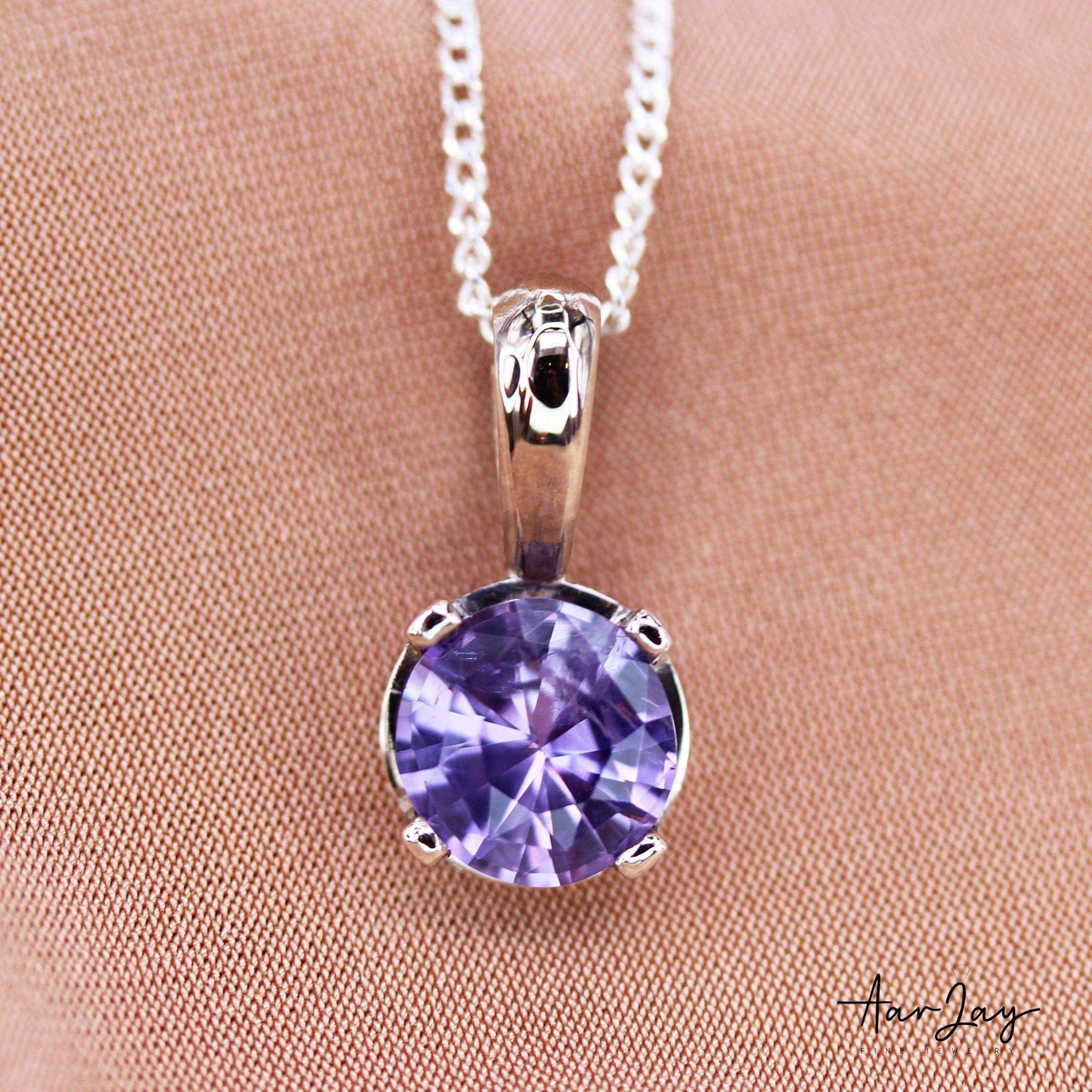 Lavender Sapphire Necklace Gift, 2.01 Cts Natural Unheated Ceylon Sapphire Pendant, 14K Solid Gold Pendant, Christmas Gift, Designer Pendant - Baza Boutique 