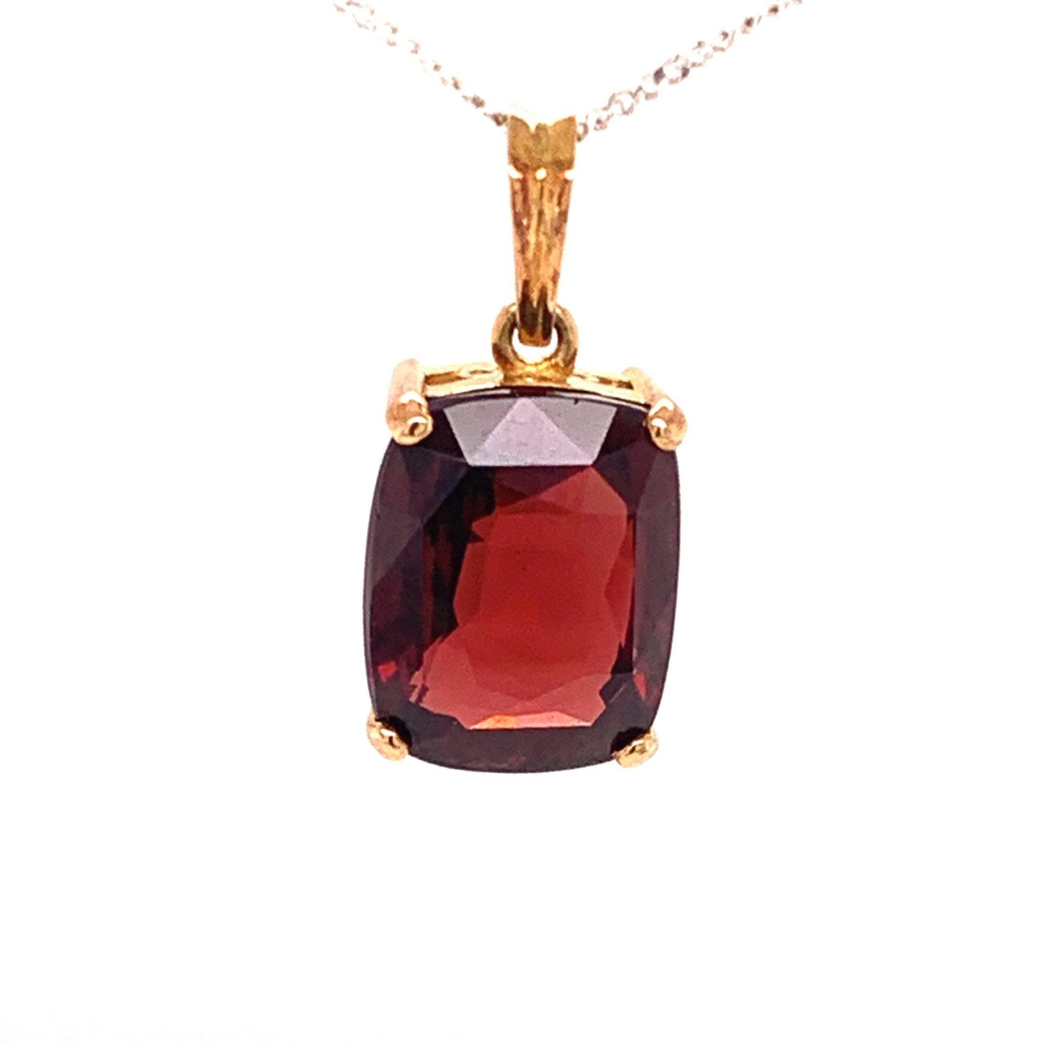 Natural Garnet 18kt solid Yellow Gold Pendant, Handcrafted Necklace,Gold Pendant, Natural Garnet Jewelry Making, Ceylon Jewelry Gift For Her - Baza Boutique 