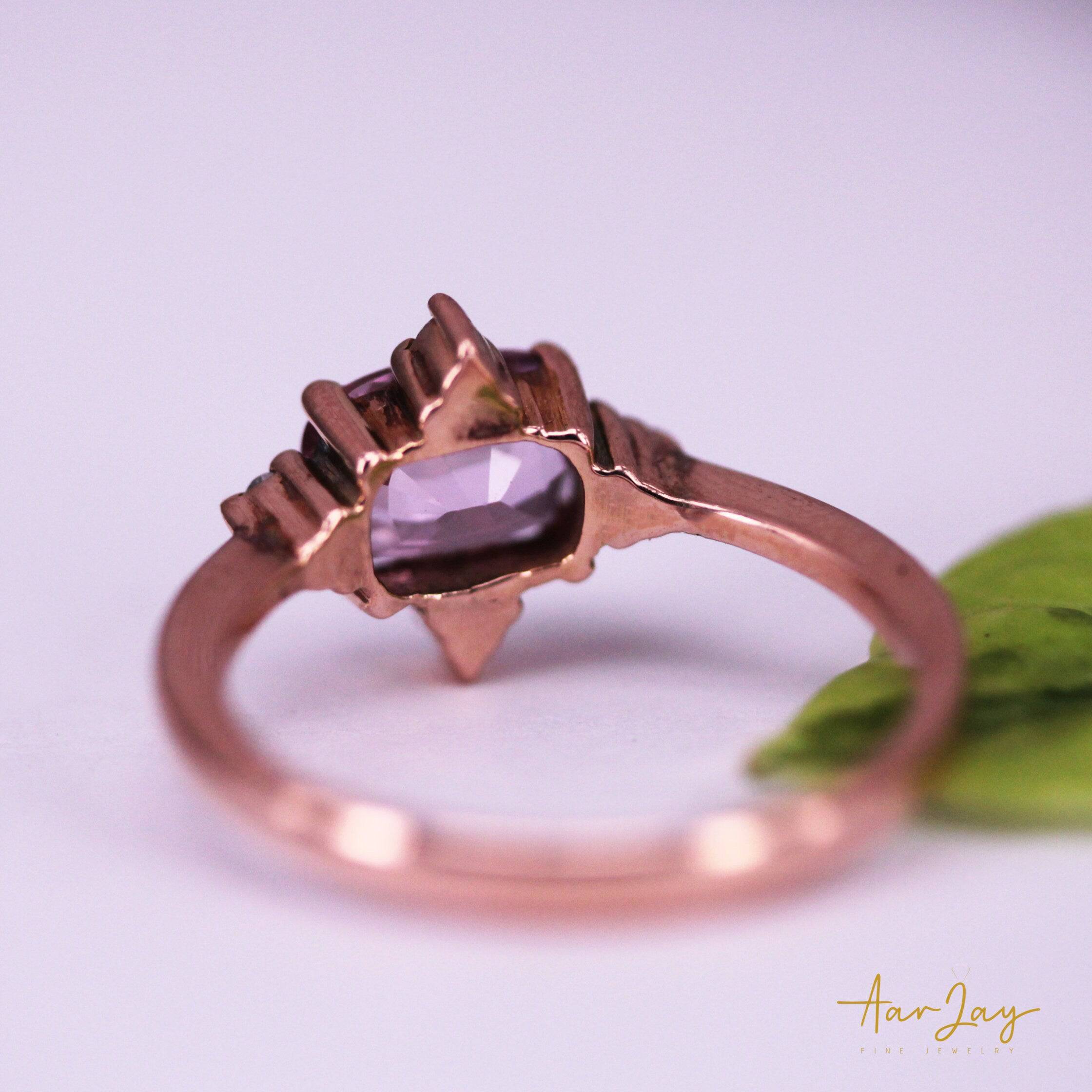 Unheated Pink Sapphire Ring 1.54 Cts, 14Kt Rose Gold Ring Natural Sapphire Ring, Pink Sapphire for her, Handmade Gemstone Ring Gift for her - Baza Boutique 