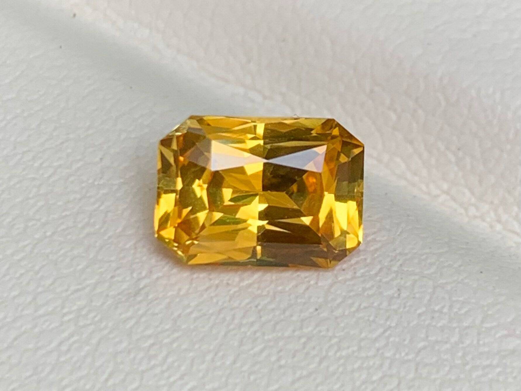 Natural yellow sapphire gemstone emerald cut