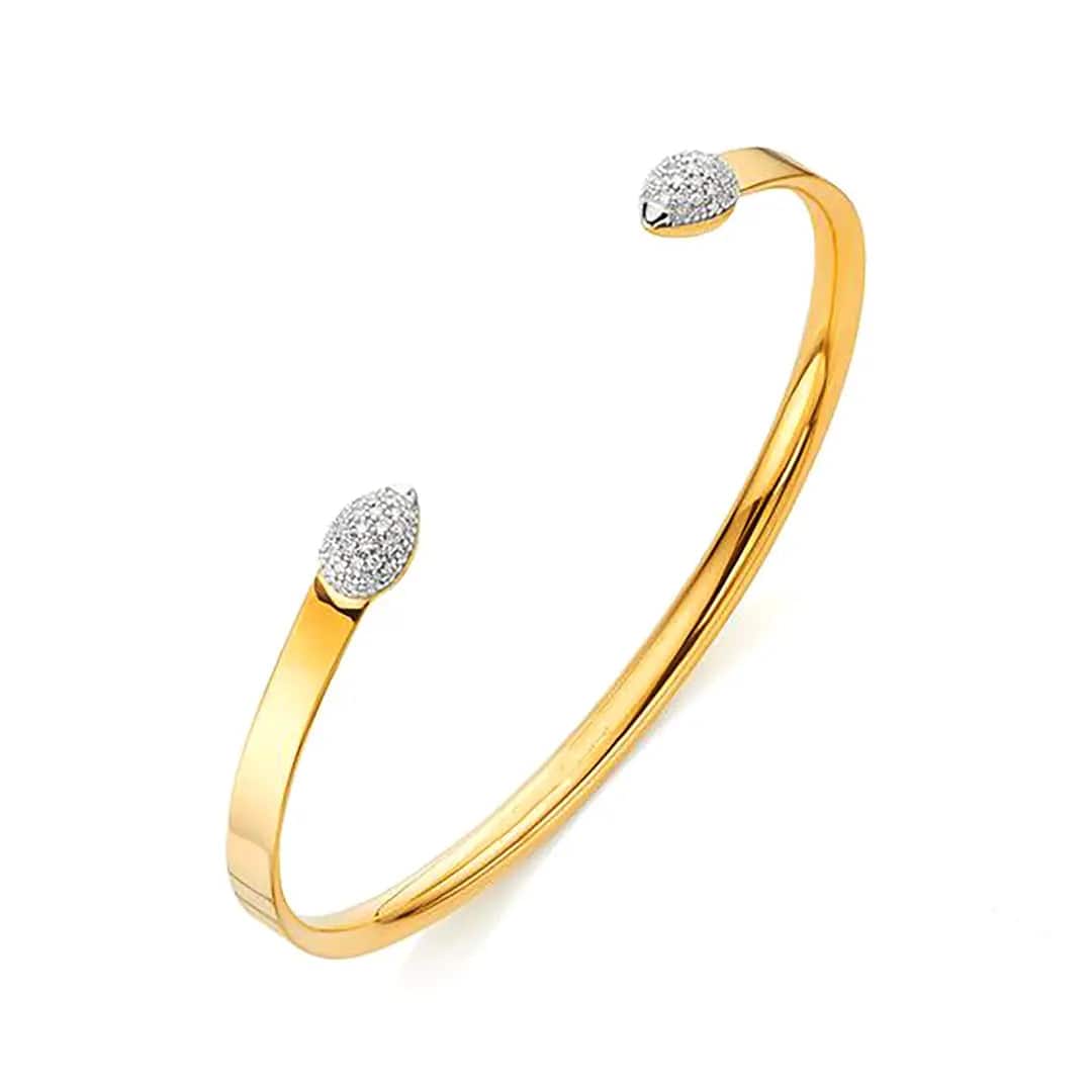 Bud Bangle: Fine Retro Solid 925 Sterling Silver Open Bracelet - Baza Boutique 