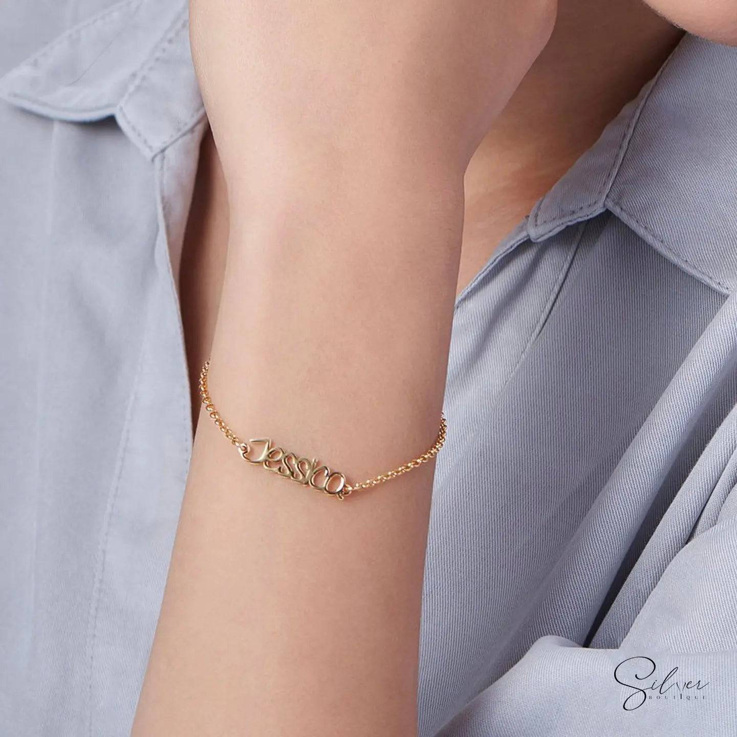 Name Bracelet & Anklet,Personalized Name Bracelet or Anklet, Customized Name Bracelet/Anklet, Nameplate Bracelet And Anklet, Any Name/Word Bracelet or Anklet Gift - Baza Boutique 