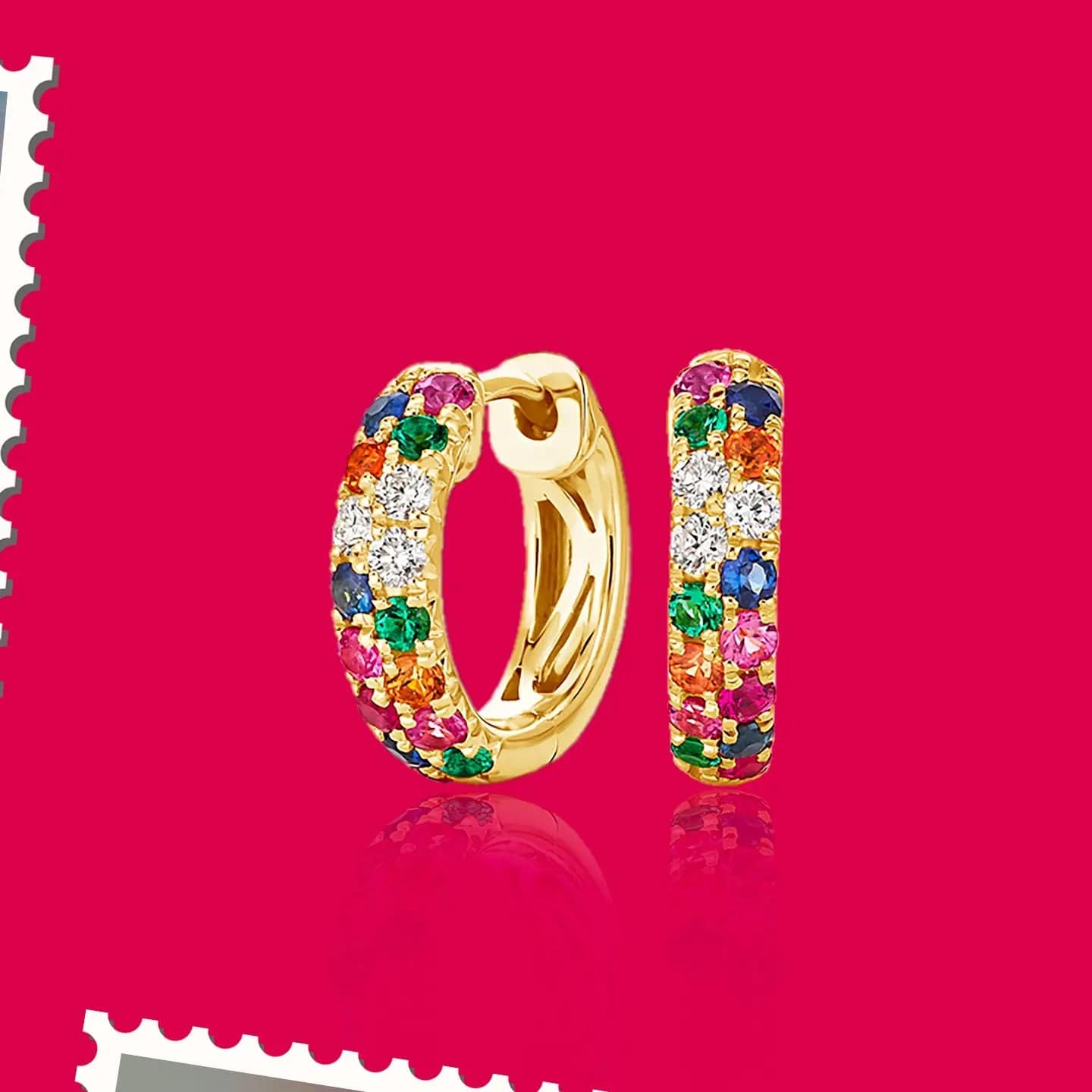 Rainbow Pocket Earring - Tiny Rainbow Hoop Earrings - Baza Boutique 