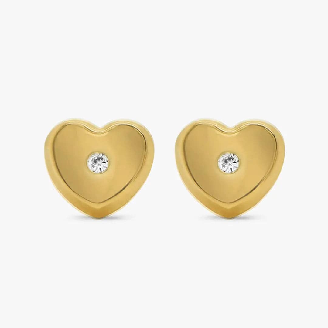 Stone Heart Studs - Hollow Love Heart Stud Earrings for Her - Baza Boutique 