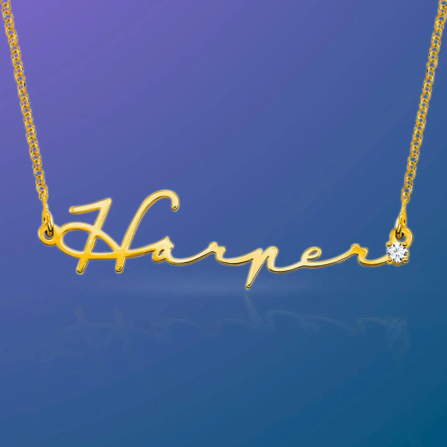 Name necklace with american diamond studded , personalized jewelry , Custom made name necklace , best gift idea , precious gift for her - Baza Boutique 