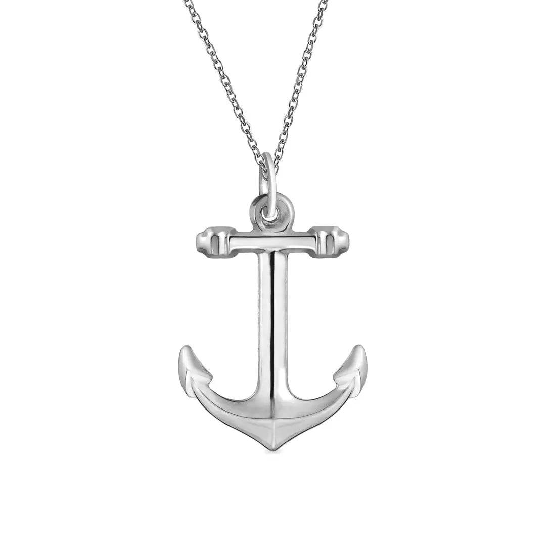 Sterling Silver Anchor Necklace - Baza Boutique 