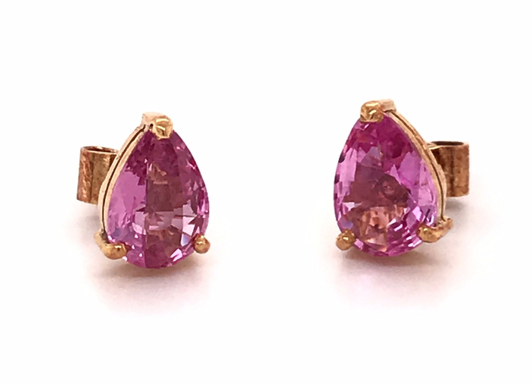 Padparadscha Earring Pair, Unheated Pink Sapphire Earring, Padparadscha Sapphire Ear Stud, Fine Jewelry, Unheated Padparadscha Gift for her - CeylonFineGemsCo