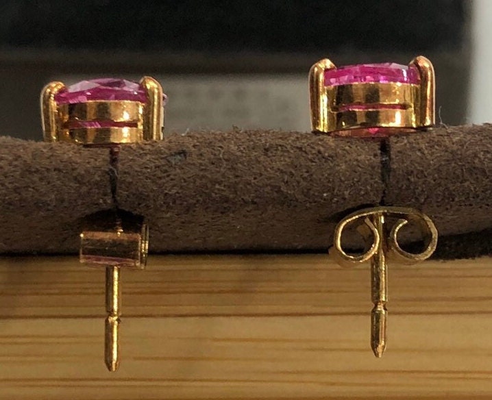 Padparadscha Earring Pair, Unheated Pink Sapphire Earring, Padparadscha Sapphire Ear Stud, Fine Jewelry, Unheated Padparadscha Gift for her - CeylonFineGemsCo