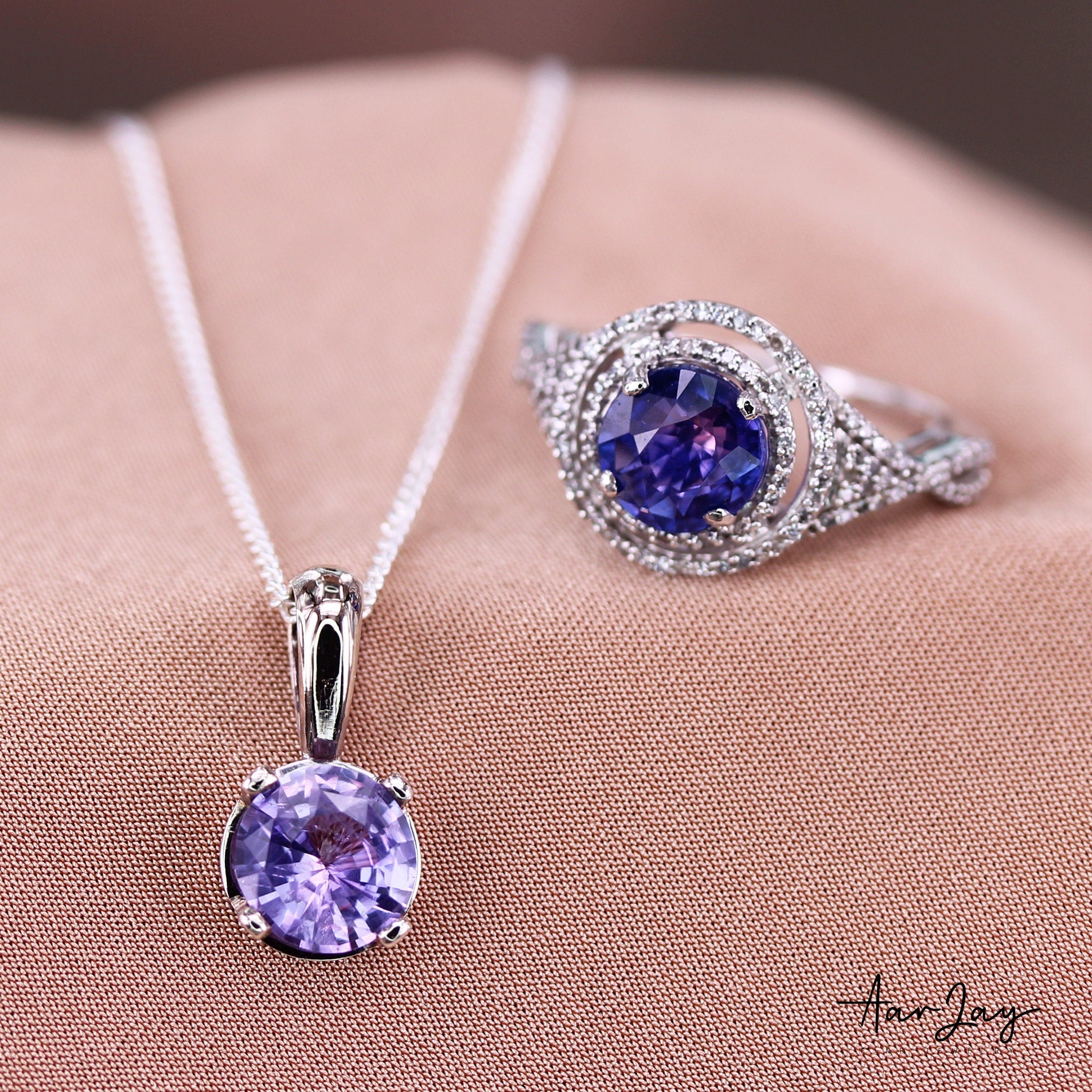 14Kt White Gold Ring, Unheated Lavender Sapphire 2.02 Cts Ring, Lovely Natural Purple Sapphire Ring,Violet Sapphire Ring, Sapphire Ring Gift - Baza Boutique 